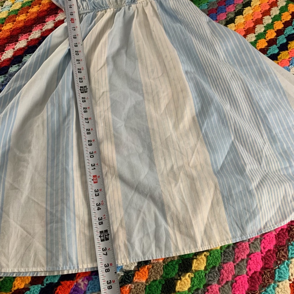 Vintage 80s Bee Darlin Puff Sleeve High Neck A-Line Striped Cottagecore … - Picture 6 of 13